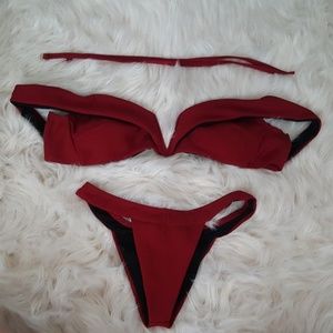 Burgundy Off-Shoulder Bikini